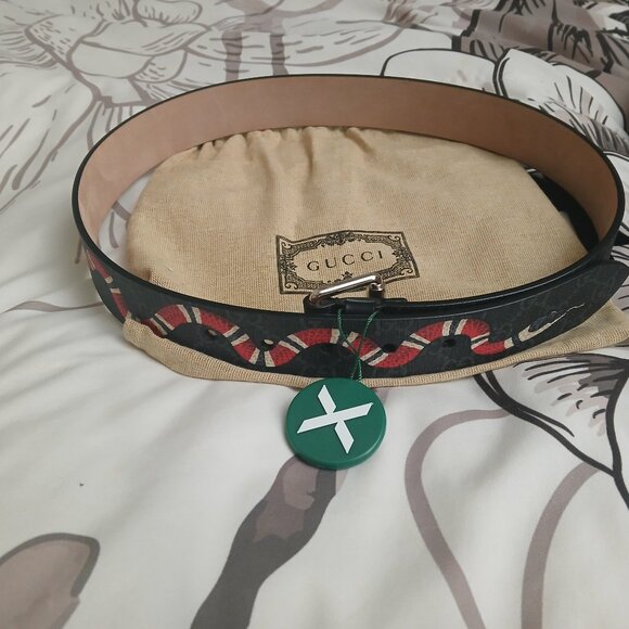 Gucci Black King Snkae Belt New 80/32
